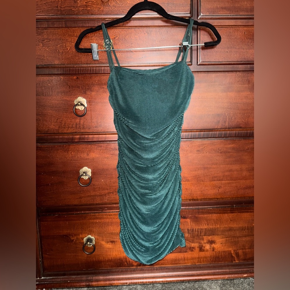 Lucy in the Sky Green Ruched Bodycon Mini Dress